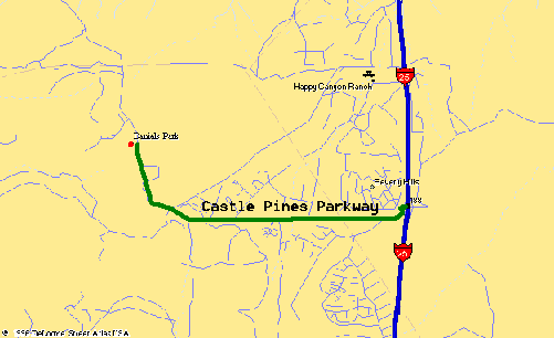 Map to Daniels Park from the East (I-25)